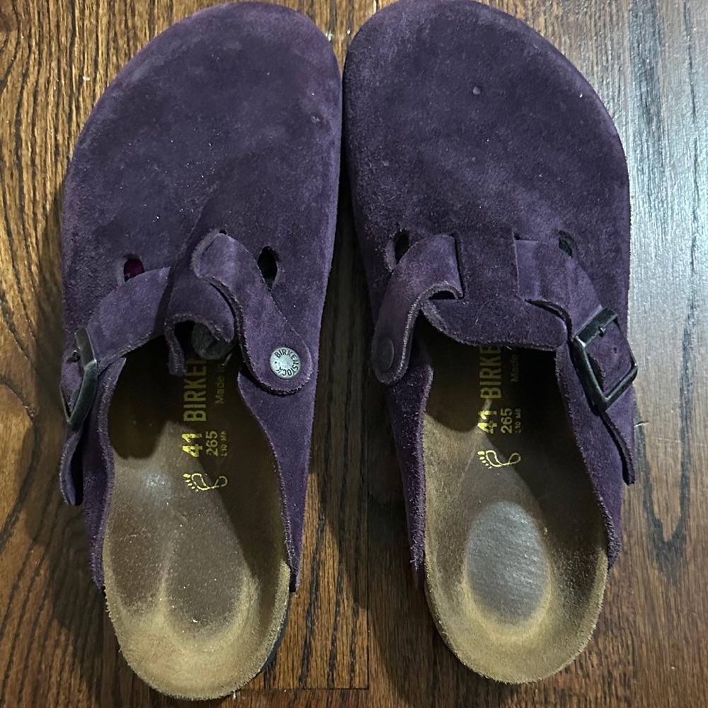 Birkenstock Deep Purple Suede Clogs